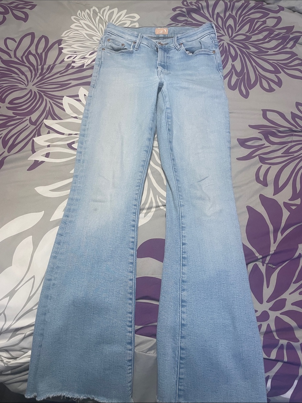 MOTHER The Weekender Light Blue Flare Jeans - Wide Leg Denim 26